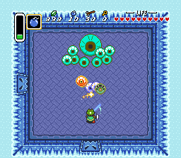 Vitreous, recoloured, firing on a player in an icy arena
